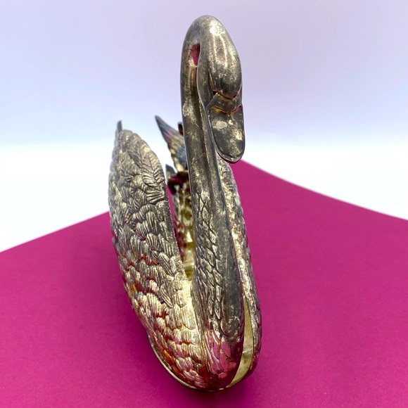 1988 Vintage Italy Godinger Silver Plated Swan Napkin Holder